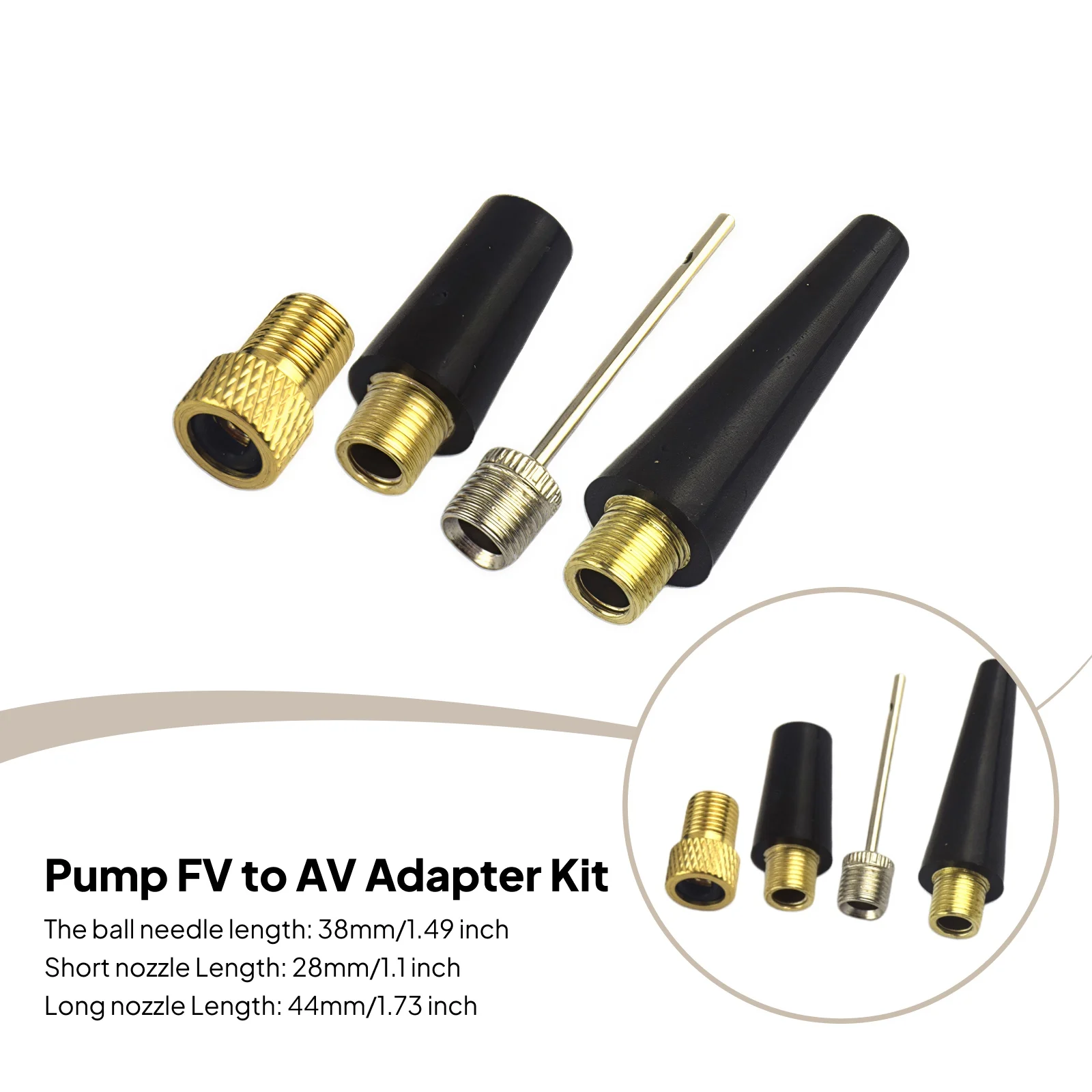 Brass Pump Valve Adapter Sports Toy Ball Inflate Needle Pumping Nozzle Accessory French to American Valve Convertor Connector