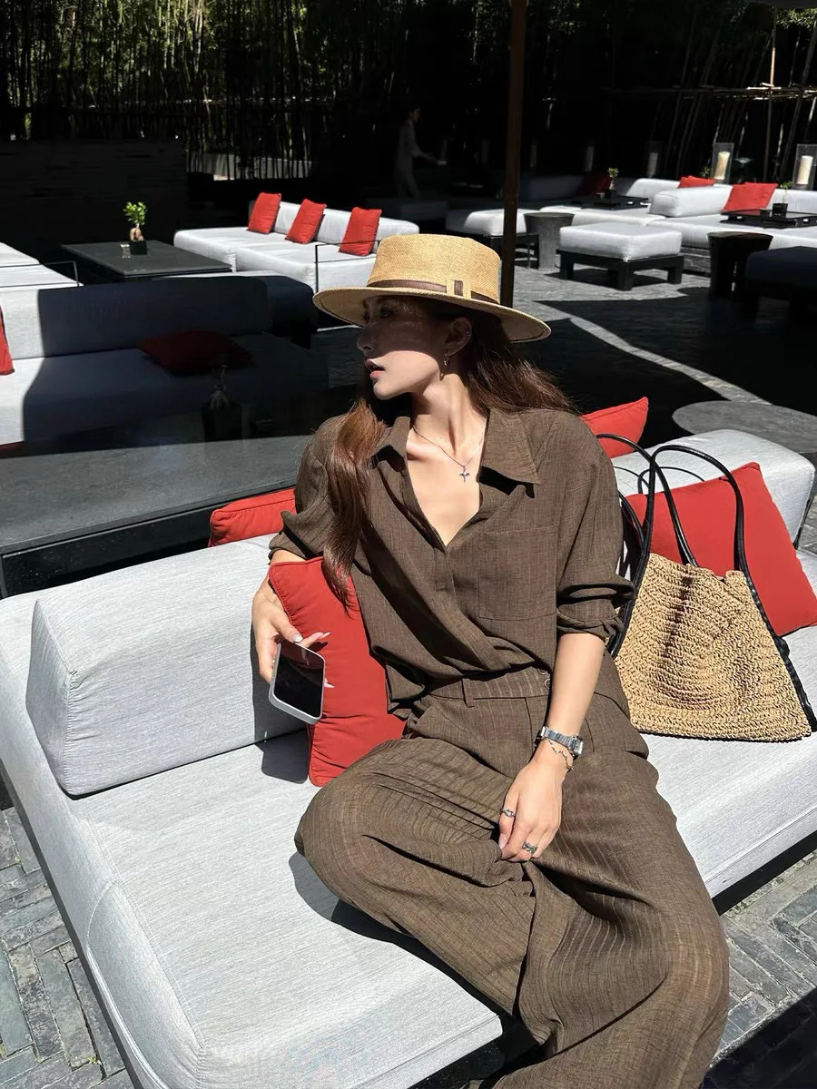 Herbst minimal lässig Damen Lyocell einfarbig modische Kleidungsset