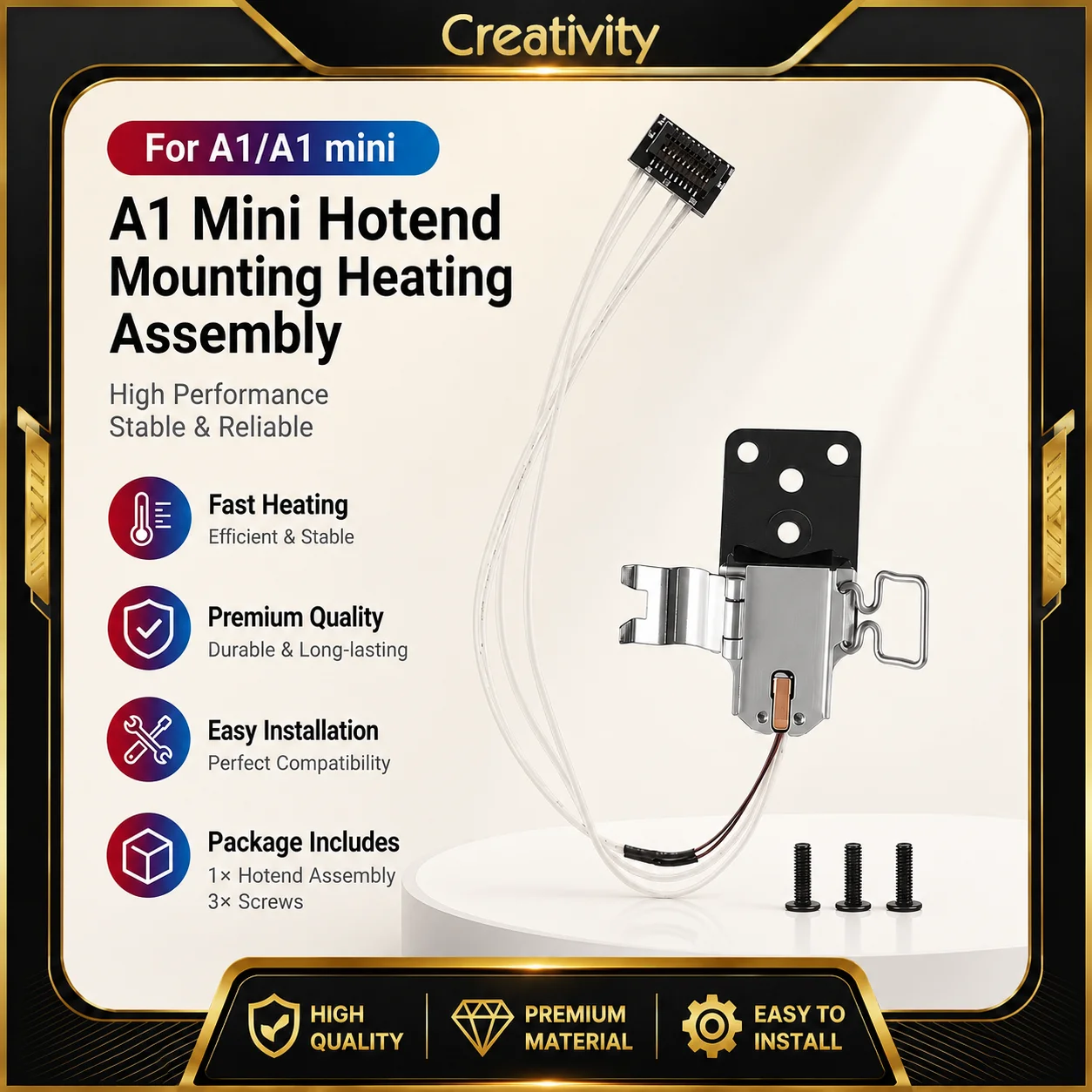 Bamboo Lab A1 A1 Mini Hotend Heating Assembly Kit with Cable Heater Replacement Part for Bamboo Lab A1 3D Printer Repair Upgrade
