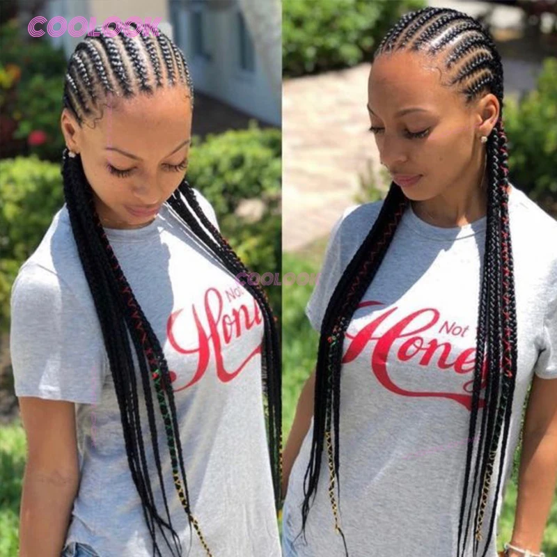 36 "ضفائر كورنو الاصطناعية الباروكات كامل الدانتيل شعر مستعار مضفر للنساء شعر مستعار مضفر