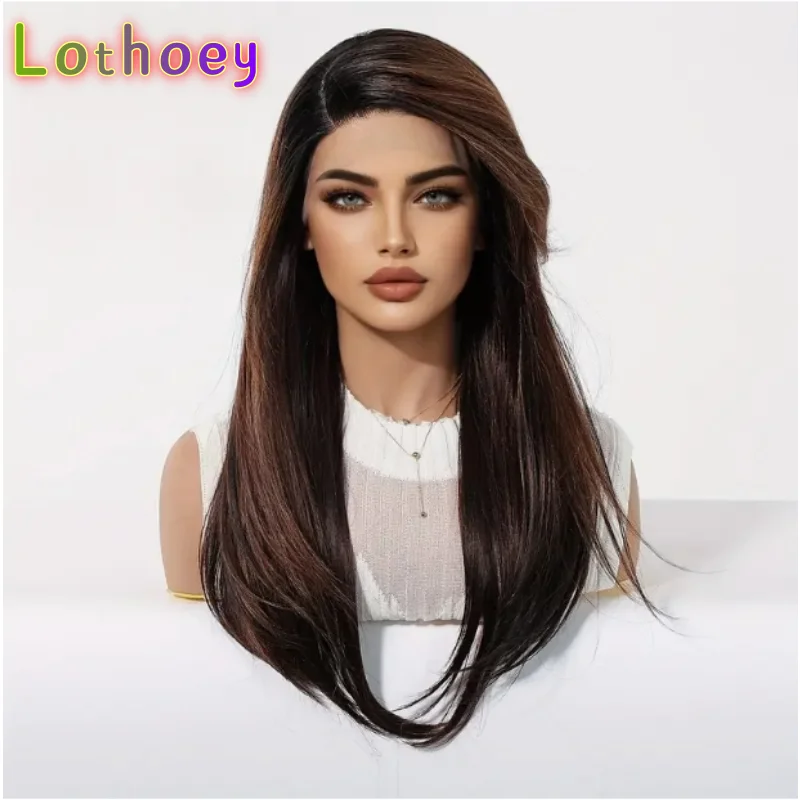 باروكة أمامية طويلة مستقيمة من الدانتيل، منطقة من الدانتيل، باروكات شعر بشري حقيقي تسليط الضوء على أسلوب أساسيات ناعمة للاستخدام اليومي للحفلات التنكرية