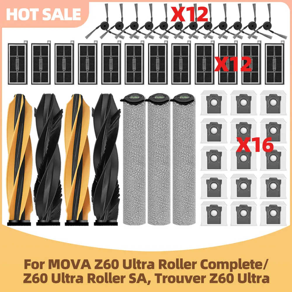 Passend für MOVA Z60 Ultra / Trouver Z60 Ultra Zubehör Hauptbürste Seitenbürste Wischtuch Filter Staubbeutel Ersatzteile