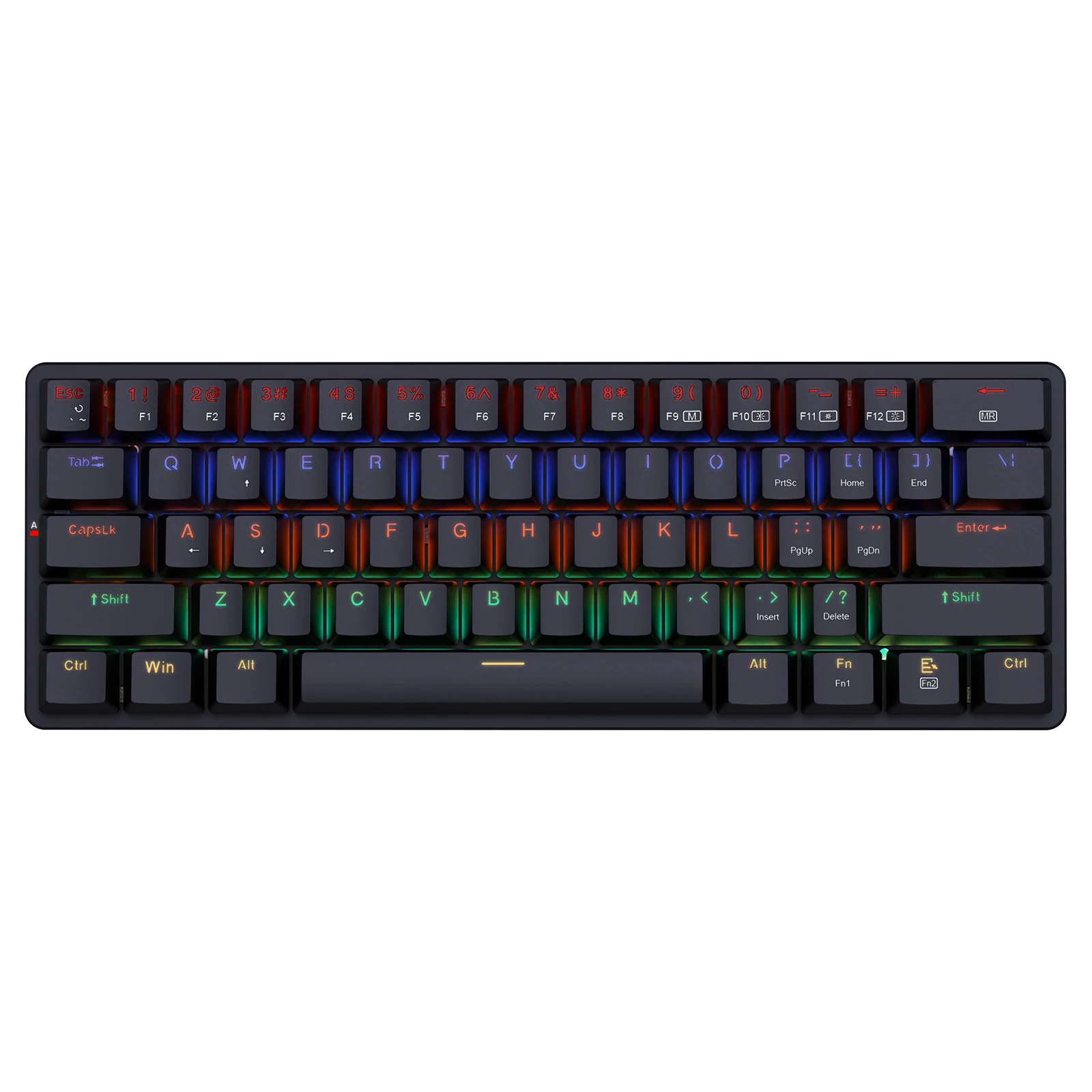 Redragon K615-R Elise Mechanical Keyboard Rabinbow LED Backlight Blue Switch 61 Keys Detachable Cable Portable Wired Keyboard