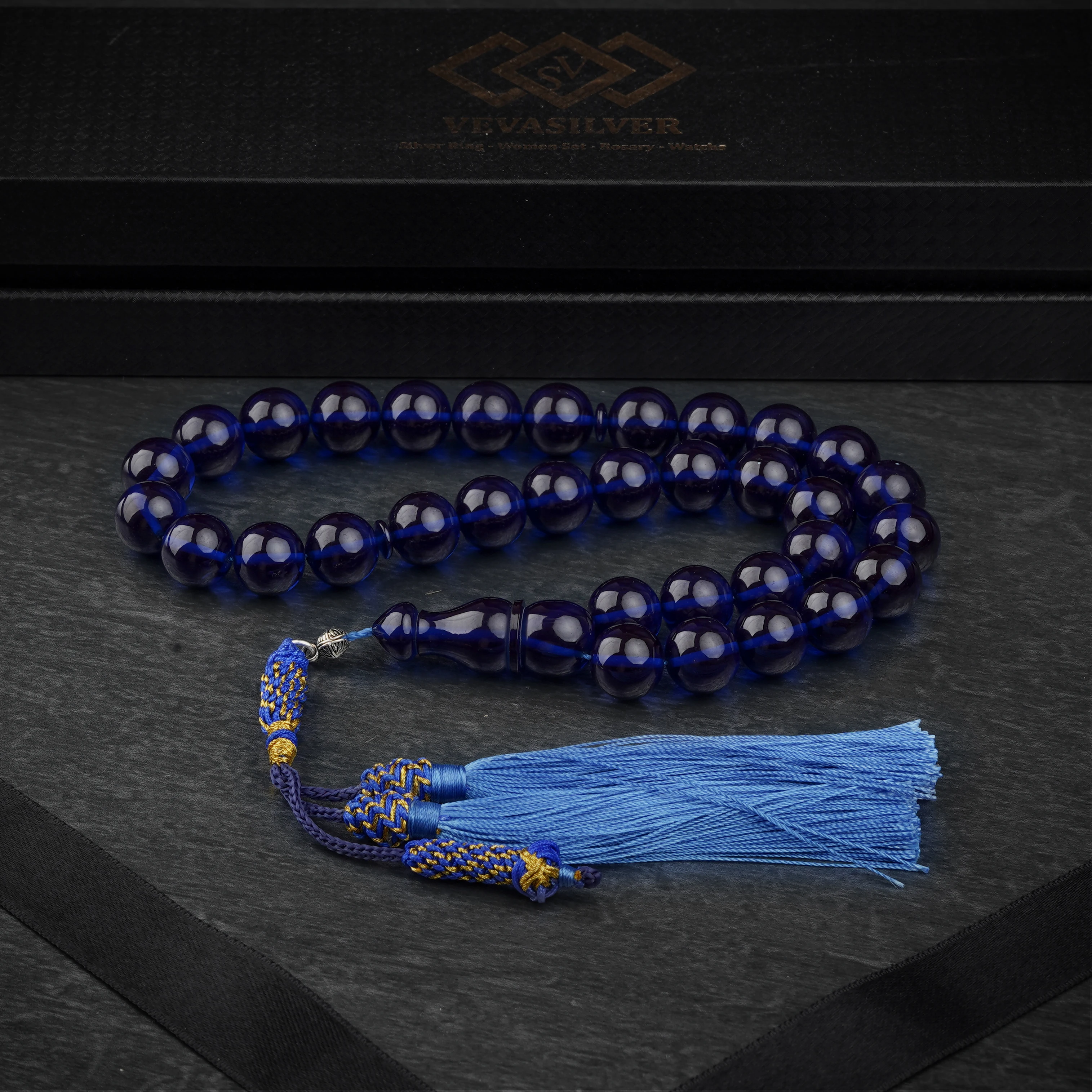 Faturan Stone Prayer Beads with Tassels and Hand Knitted