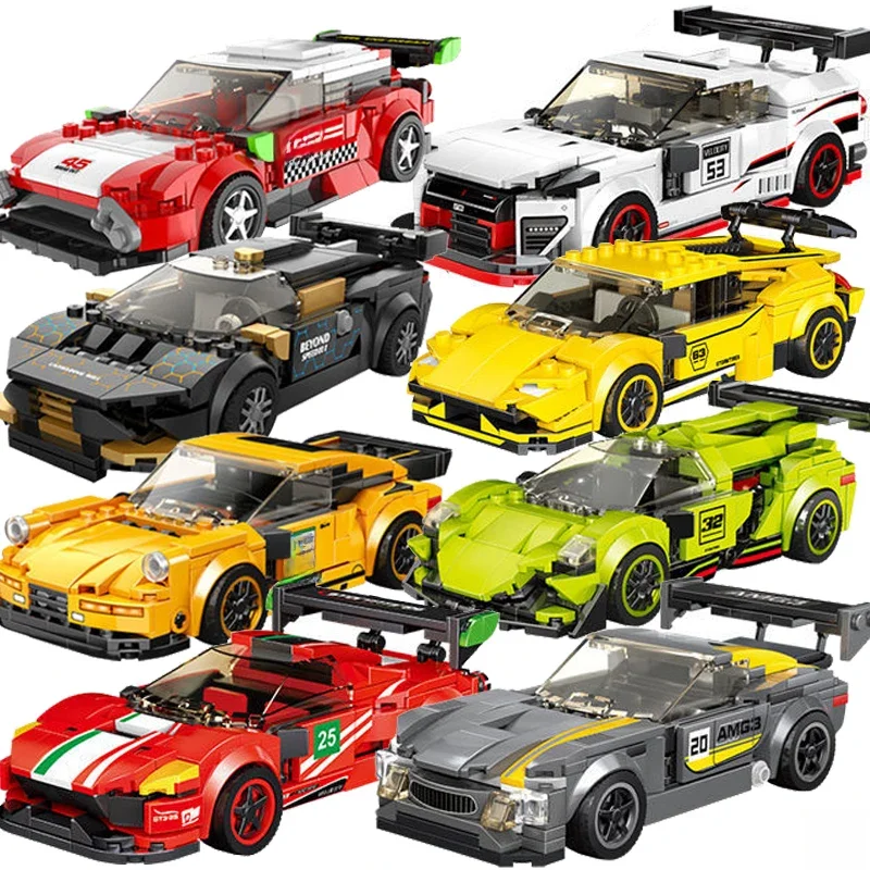 Stadt Geschwindigkeit Sport Racing Autos Bausteine Modell MOC Ziegel Racer Fahrzeug Kind Bildung Spielzeug für Kinder Jungen Geschenke