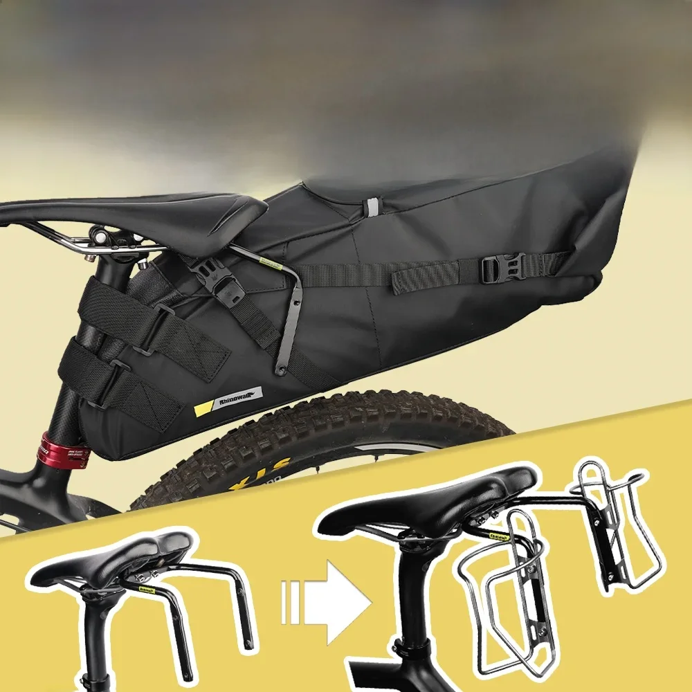 AliExpress Rhinowalk Bike Saddlebag + Stabilizer Set Waterproof 13L Large Capacity More Stable For MTB Road bike Can Fit Water Bottle Cage