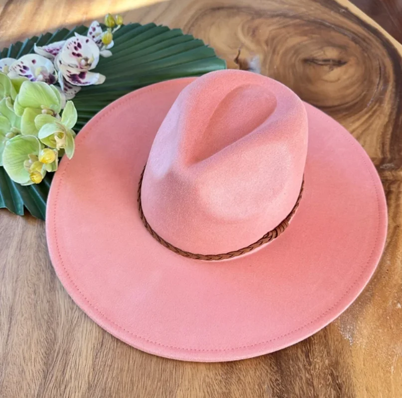 Vegan suede hat  jazz top panama hat unisex women's hat wide brim fedora wide brim hat  chapeau femme  QEDFD