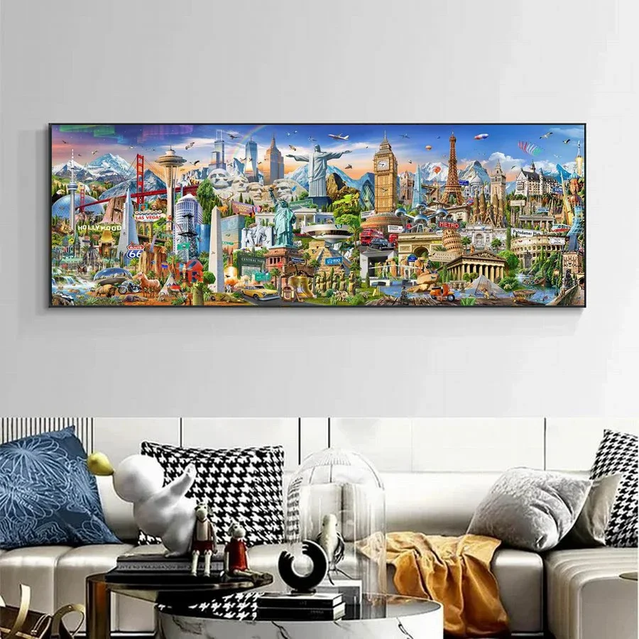 5D Diy Diamond Art Painting Kits Extra groot formaat Europese stijl gebouwen Volledige mozaïek borduurwerk landschap Strass foto - afbeelding 2