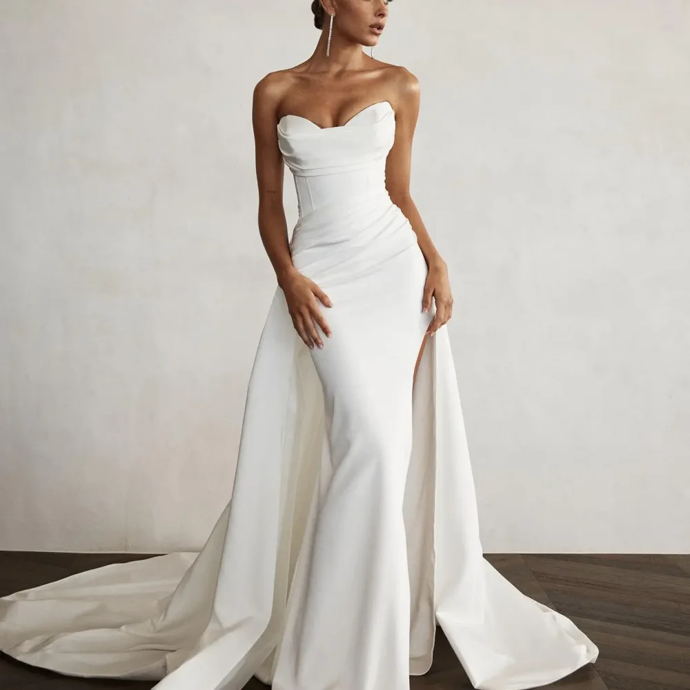 JEHETH Sexy Backless Satin Wedding Dress Mermaid Sweetheart Bridal Dress Floor-Length Simple Sleeveless Vestidos De Novia 2024