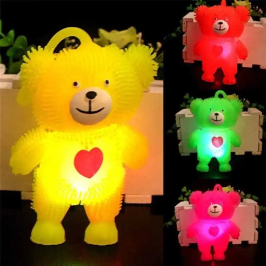 1/2/4 pieces Kit Led Toy Teddy Bear With Heart Squishy Soft Lights Light Glow In The Dark