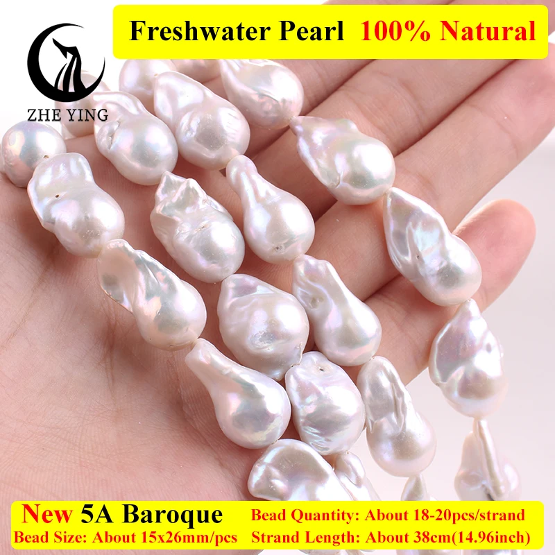 

Zhe Ying 5A Baroque Freshwater Pearl 100% Real Irregular White Mother of Pearl Beads for Jewelry Making DIY Bracelet Accessories