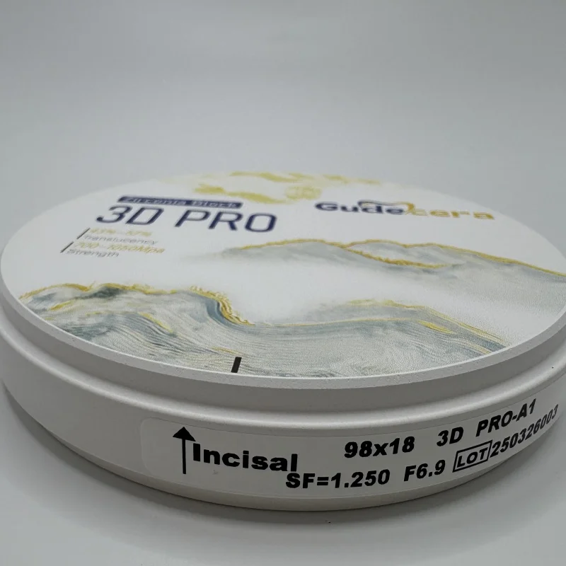 Gudecera Dental Material Zirkonoxid-Mehrschichtblock 98 mm Offenes System 3D PRO Mehrschichtige Zirkonoxidscheibe 20 mm Cad Cam Dentallabore