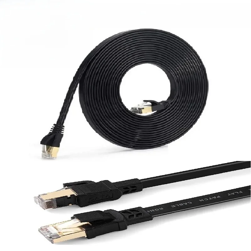 1m 5m 10m 20m Network cable Cat 8 Cable 40Gbps Flat Ethernet Cable Thin Internet Ethernet Cat8 RJ45 Cord Lan for Router Laptop