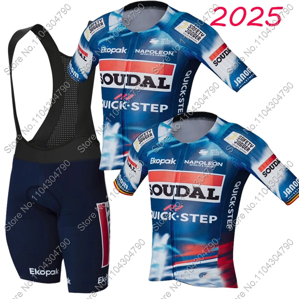 

Новый Бельгия 2025 Souald Quick Step Team Велосипедный комплект Джерси Летняя мужская одежда для велоспорта Рубашка для шоссейного велосипеда Костюм Велосипедные нагрудники Шорты