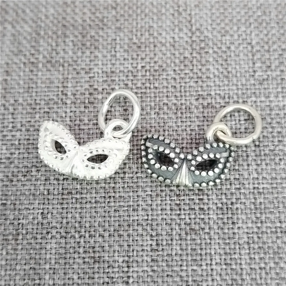 2 Pieces of 925 Sterling Silver Party Mask Charms Dance Pendant for Bracelet Necklace