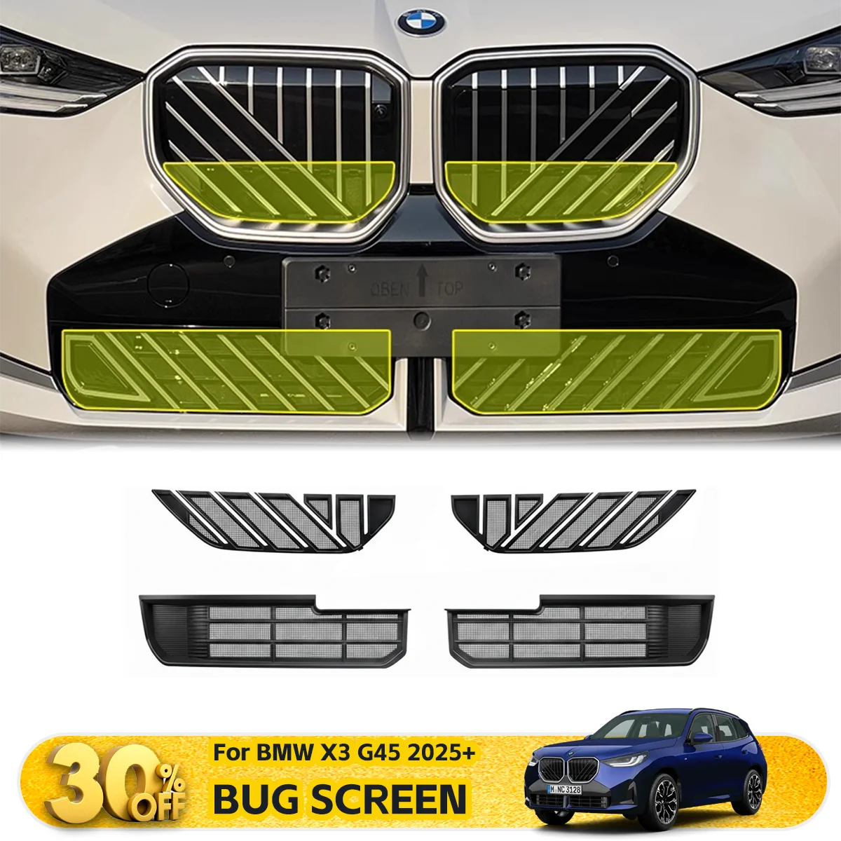 مصبغة علة الشاشة لسيارات BMW X3 G45 2025 + الجبهة الكلى شواء المصد الأمامي شبكة حشرات مكافحة برهان صافي خزان مياه السيارة الملحقات #1