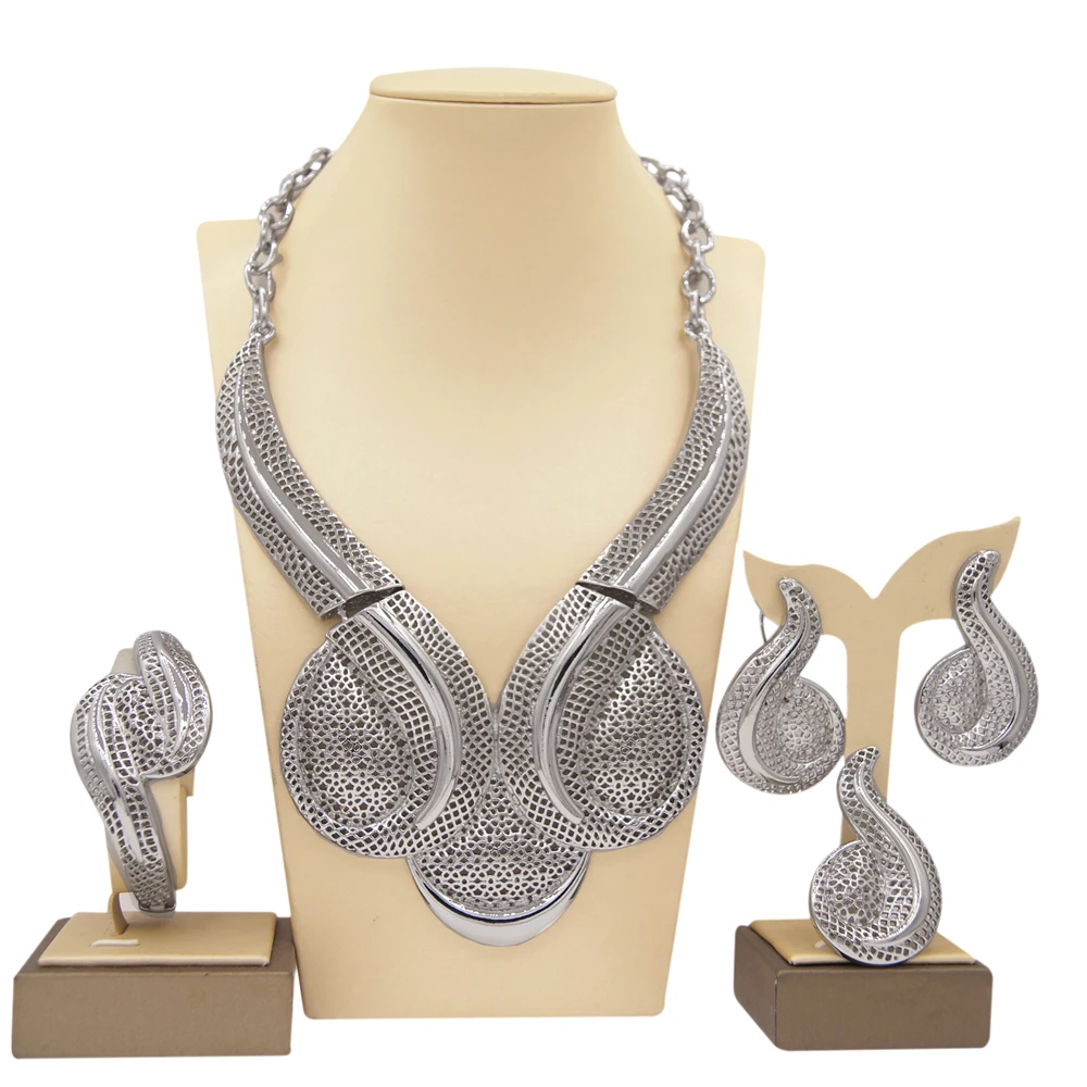 Italian Women Jewelry Set Large Necklace Gold Plated Original Gold Color Luxury Dubai Wedding Jewelry Gift