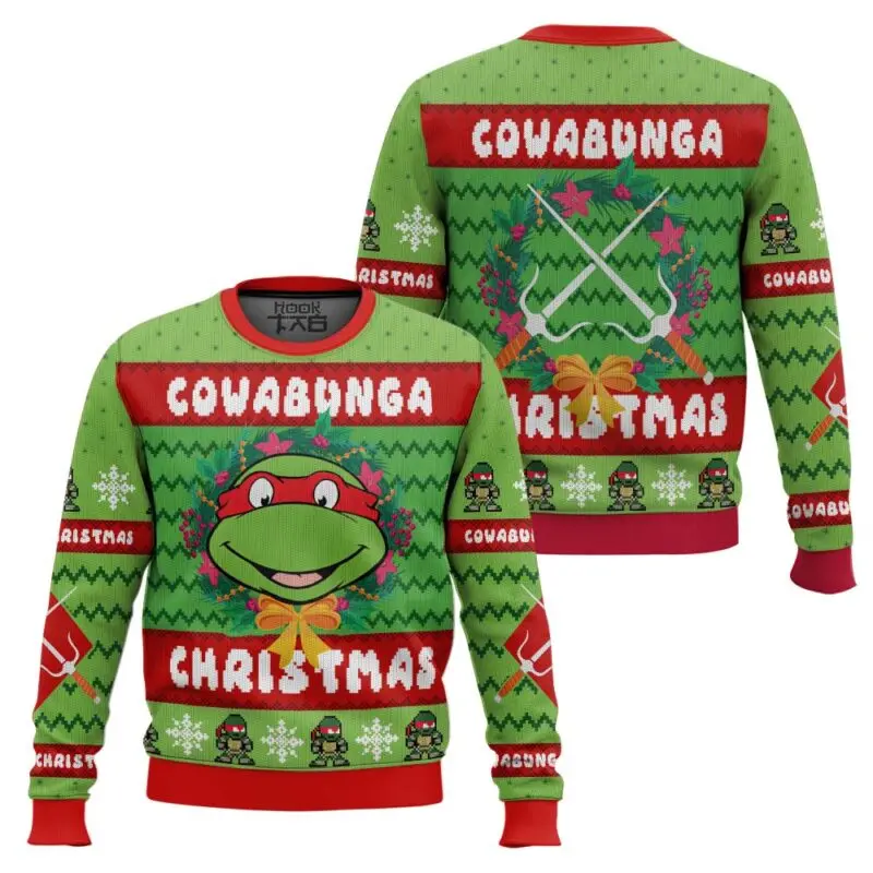 TMNT L D R M Ugly Christmas Sweater 3D Funny Holiday Party Pullover Warm Cozy Plus Size Sweaters Mens Womens Xmas Gift 2026
