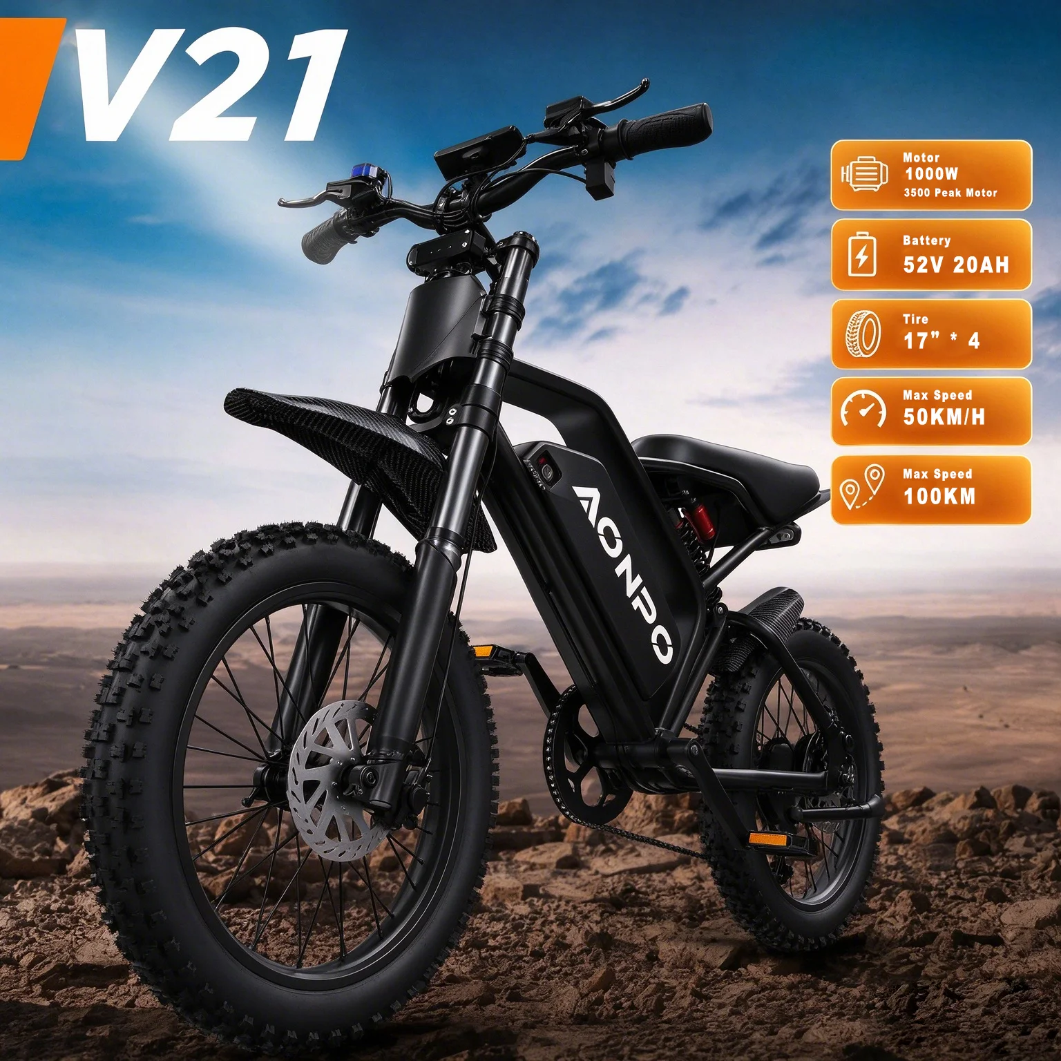 Zylvro V21 E-Bike Peak 3500W Bürstenloser Motor Erwachsenen-Elektromotorrad Urbanes Shuttle Straßen-E-Bike für Outdoor- und Straßenfahrten
