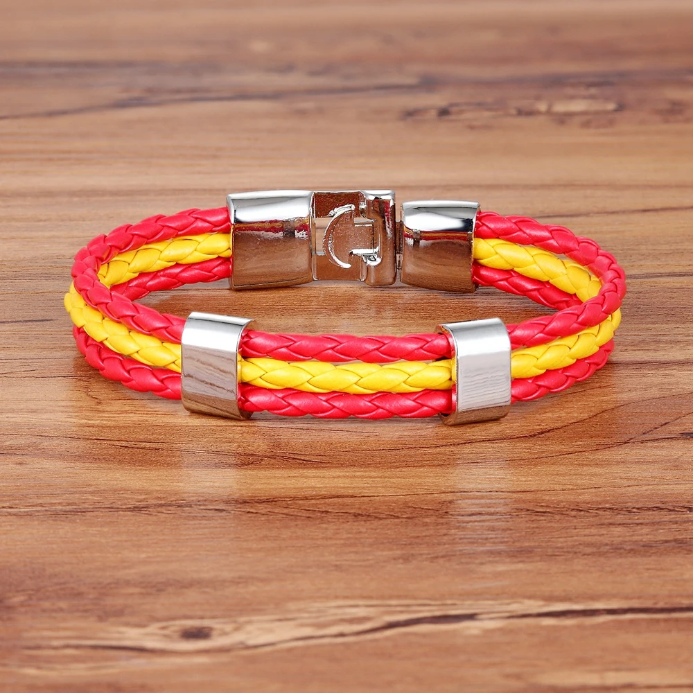 TYO National Flag France/Spain/Russia/Brazil 9 Style Leather Bracelet Sport Bangle Men Women Handmade Jewelry Accessories Gift