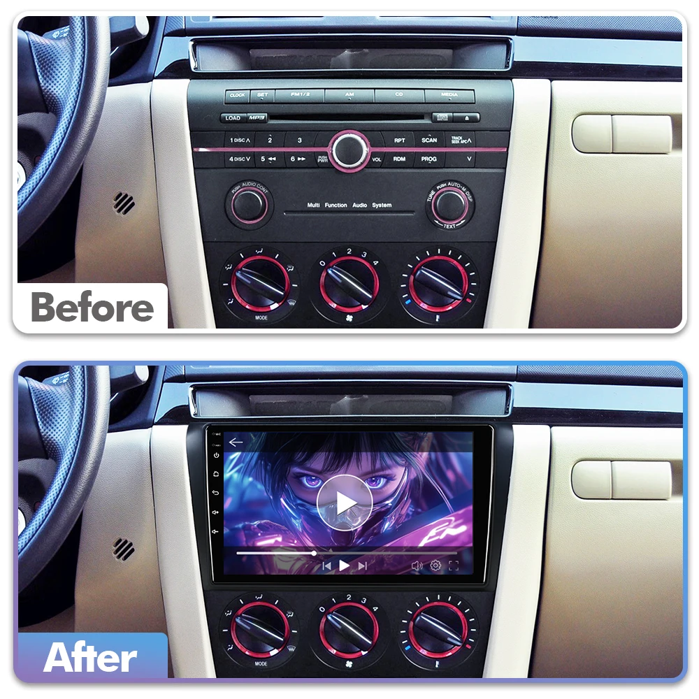 ISUDAR T57 Android 15 Radio For Mazda 3 BK 2004-2009 Multimedia Player CarPlay Android Auto Head Unit Camera DSP Stereo