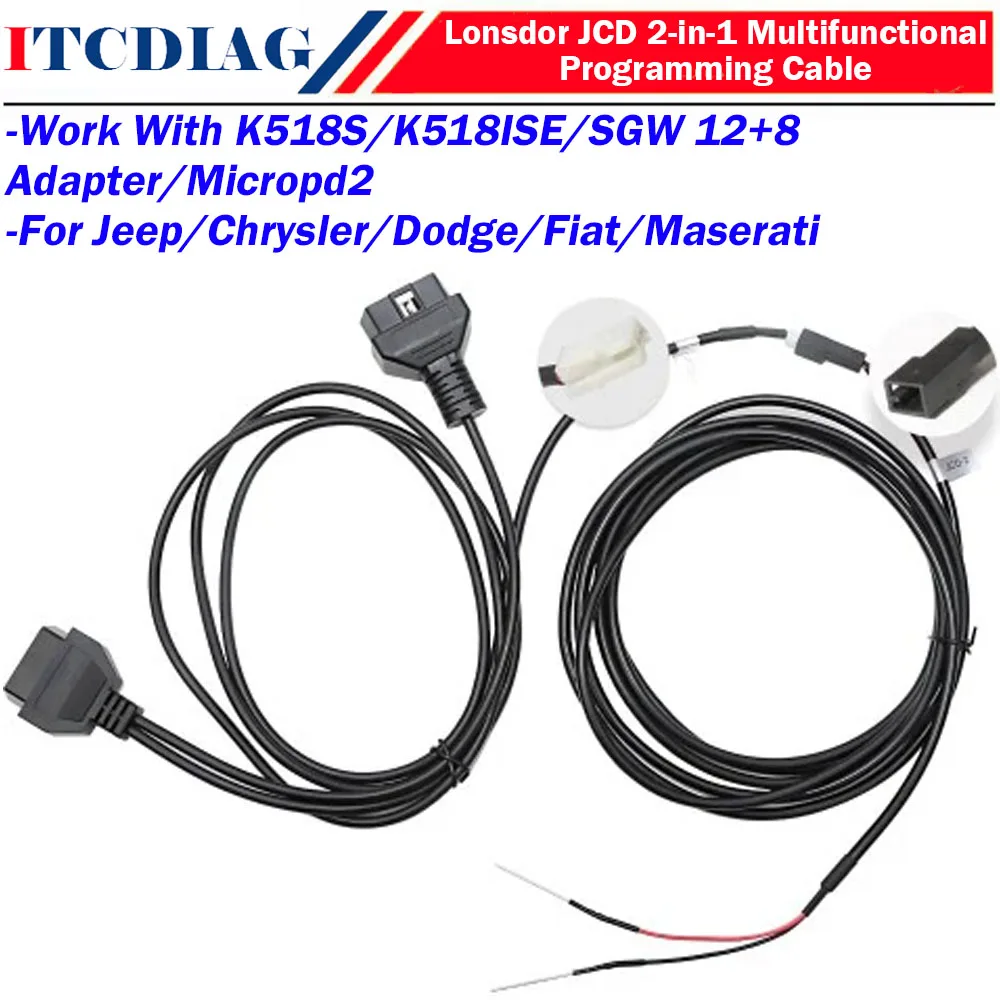 Lonsdor JCD 2in1 Multifunctional Programming Cable for Jeep/ Chrysler/ Dodge/ Fiat/ Maserati Work with K518S SGW 12+8 Micropod2