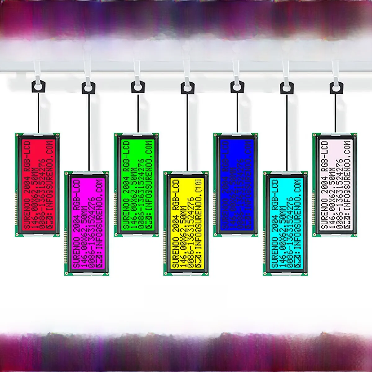 Surenoo 146.0X62,5MM 204 20X4 2004 FSTN moduł LCD z dodatnią znakiem ekran wyświetlacza Panel LCM z podświetleniem LED RGB — zdjęcie 2