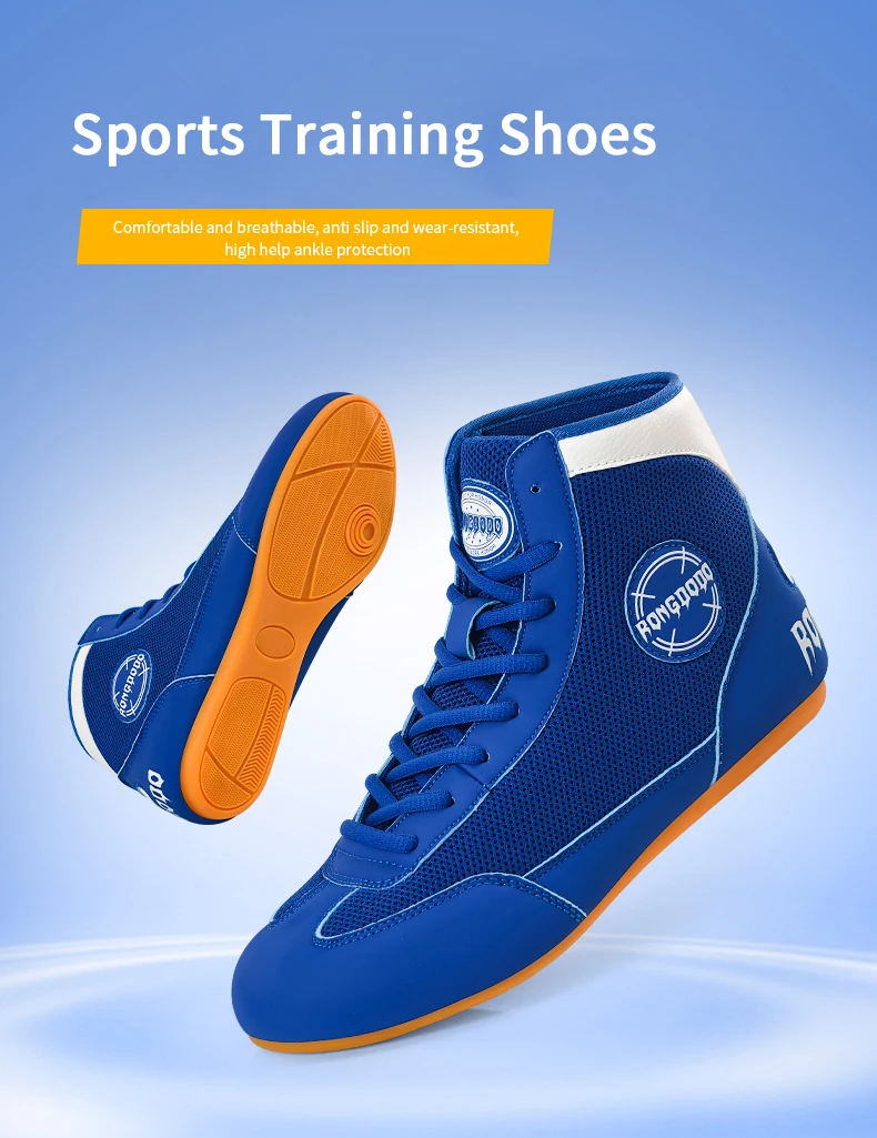 Boxschuhe für Männer und Frauen, MMA-Kickboxen, Komfort-Trainingsschuhe, Wrestling-Schuhe, atmungsaktiv, hoher Schaft mit Knöchelstütze, rutschfeste Sohle – Detail 2
