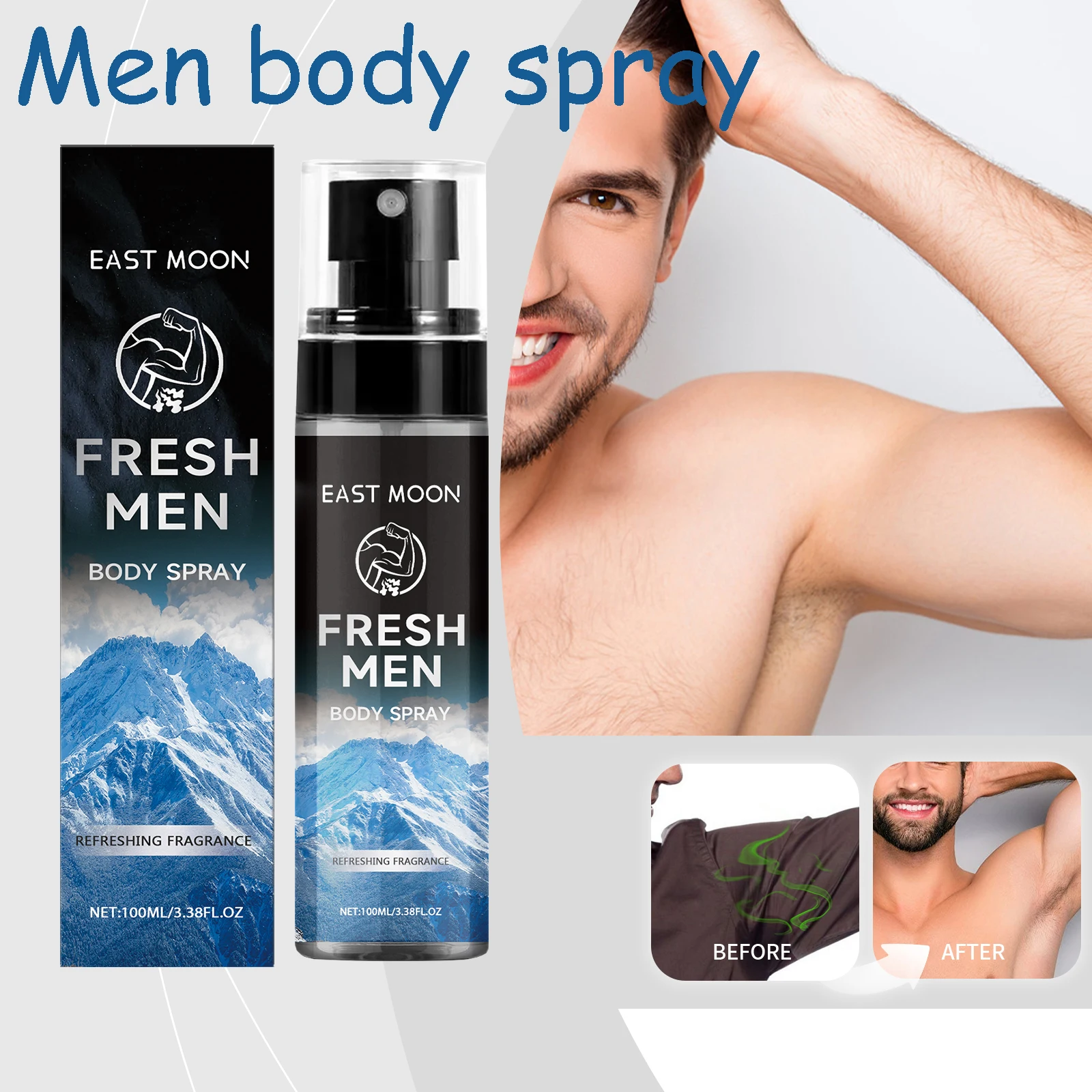 

100 мл мужского спрея для тела, увлажняющий, стойкий, элегантный аромат, нелипкий, освежающий, привлекательный для повседневного использования, для усиления привлекательности