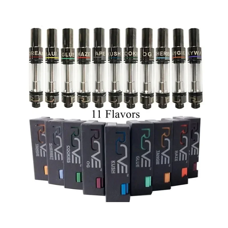 

5-20pcs Empty Carts Rove Cartridges 11 Flavor Glass Tank 0.8ml Tank Ceramic Coil E-cig For 510 Preheat Battery Vape With Package