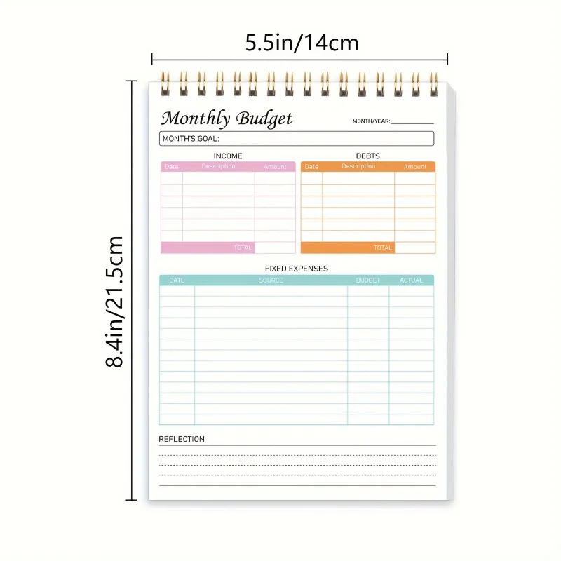 Budget Planner Notebook, Undated Monthly Financial Planner Effective Management Of Funds Effectively Manage Your Funds 52 Sheets