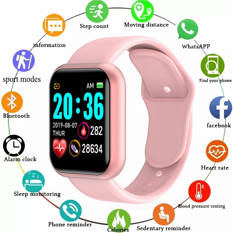 Smartwatch Bluetooth Smart Watch Y68 Men Women Fitness Tracker Male Sports Heart Rate Monitor Watch for iPhone Android