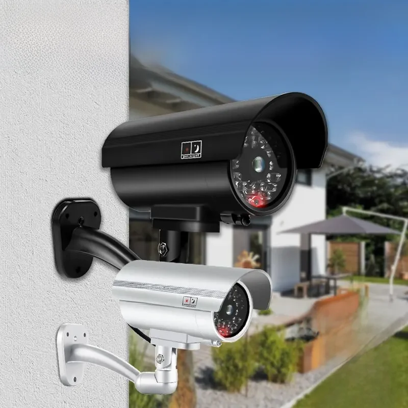 1Pc Dummy Beveiligingscamera Watreproof Indoor Outdoor Nep Cctv Bewakingssysteem, Rood Knipperende Led-Lampjes, Geen Bedrading Vereist - afbeelding 2