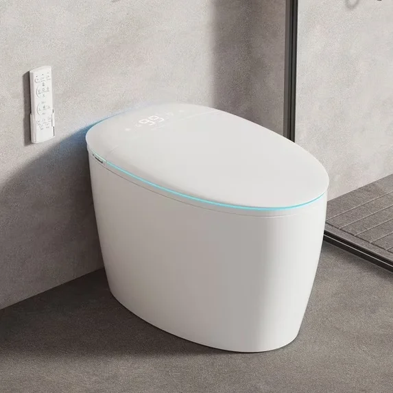 Smart Bidet Toilet Auto Open Lid Seat, Instant Heat, Warm Dryer, RGB Light, Female Rear Wash, Remote & Foot Flush