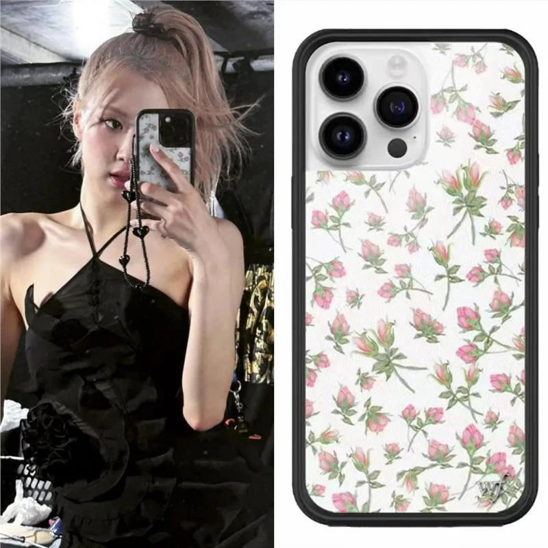 

Tulips Roses Lip Print Love Stripes Wild-Flower Phone Case For iPhone 17 16 15 14 13 12 Pro Max Plus Simple Fashion Case