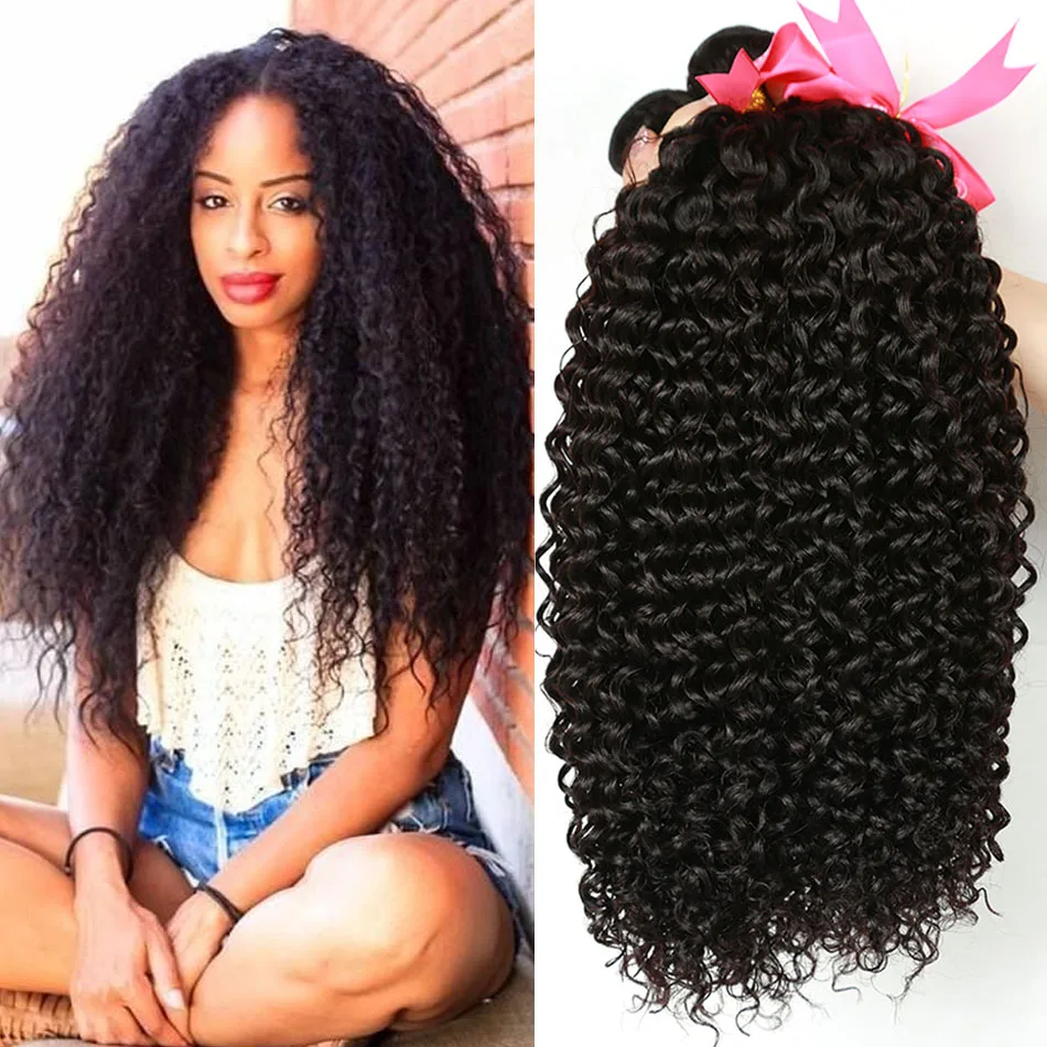 Curly Bundles 100% Human Hair Bundles 8-26inch Virgin Hair 1 3 4 Bundles Malaysian Weave Human Hair Extensions Kinky Curly Hair