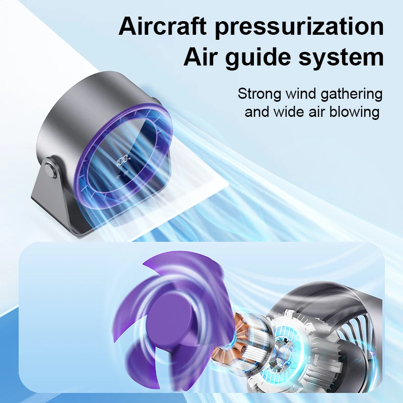 Настольный вентилятор, высокоскоростной 100-скоростной регулируемый циркуляционный вентилятор, зарядка цифрового дисплея, турбинный настенный настольный вентилятор