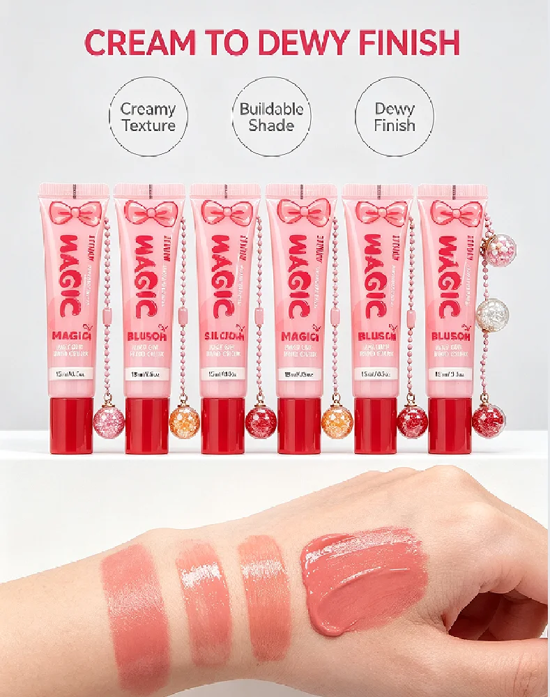6 Colors S.F.R Color Magic Liquid Blush with Cute Pendant Multi-purpose Blush for Cheek Lip Eyes Long Lasting Waterproof Natural Flush Makeup Set for Women Daily Dating Travel Cosmetic