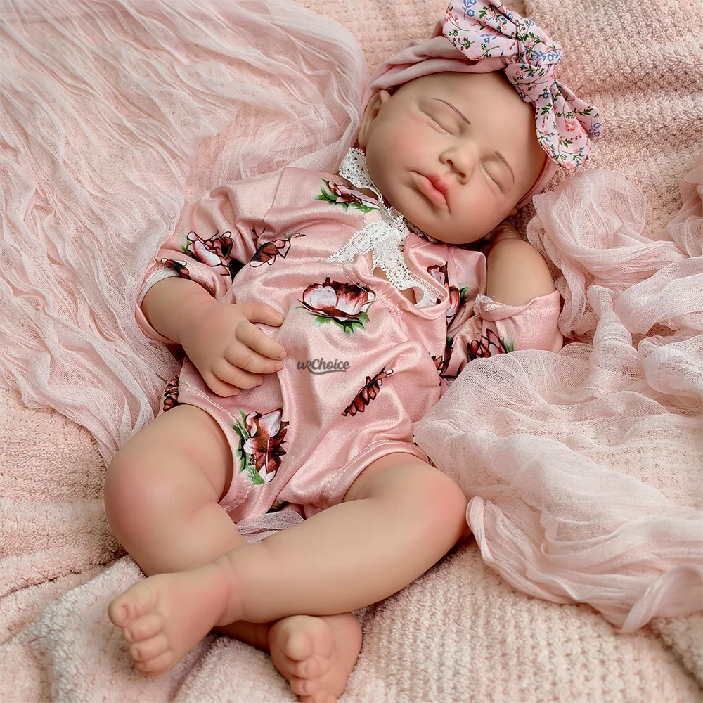 20" siliconen herboren babypop levensechte handgeschilderde schattig pasgeboren meisje voor kunstcollectie doe-het-zelf-projecten en kinderdagcadeaus
