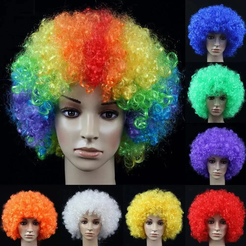 Perruque de Clown Ondulée et Colorée pour Adulte et Enfant, Accessoire de Cosplay pour Halloween, Noël, Barrage, Spectacle, Ombré, ix