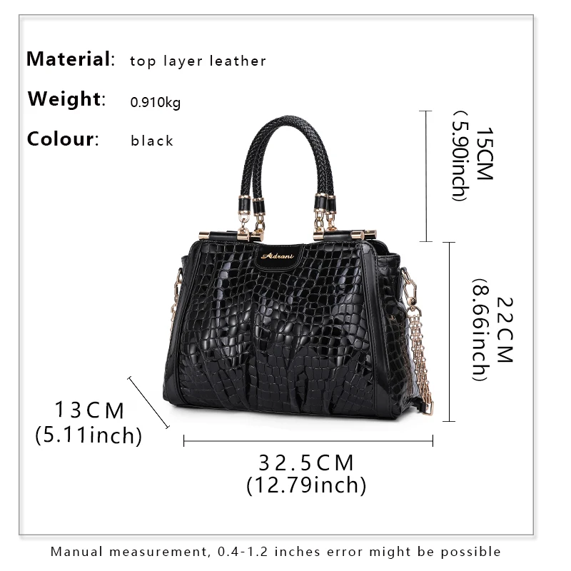 Crocodile pattern handbag for women 2023 new fashionable and high-end leather handbag for women with large capacity