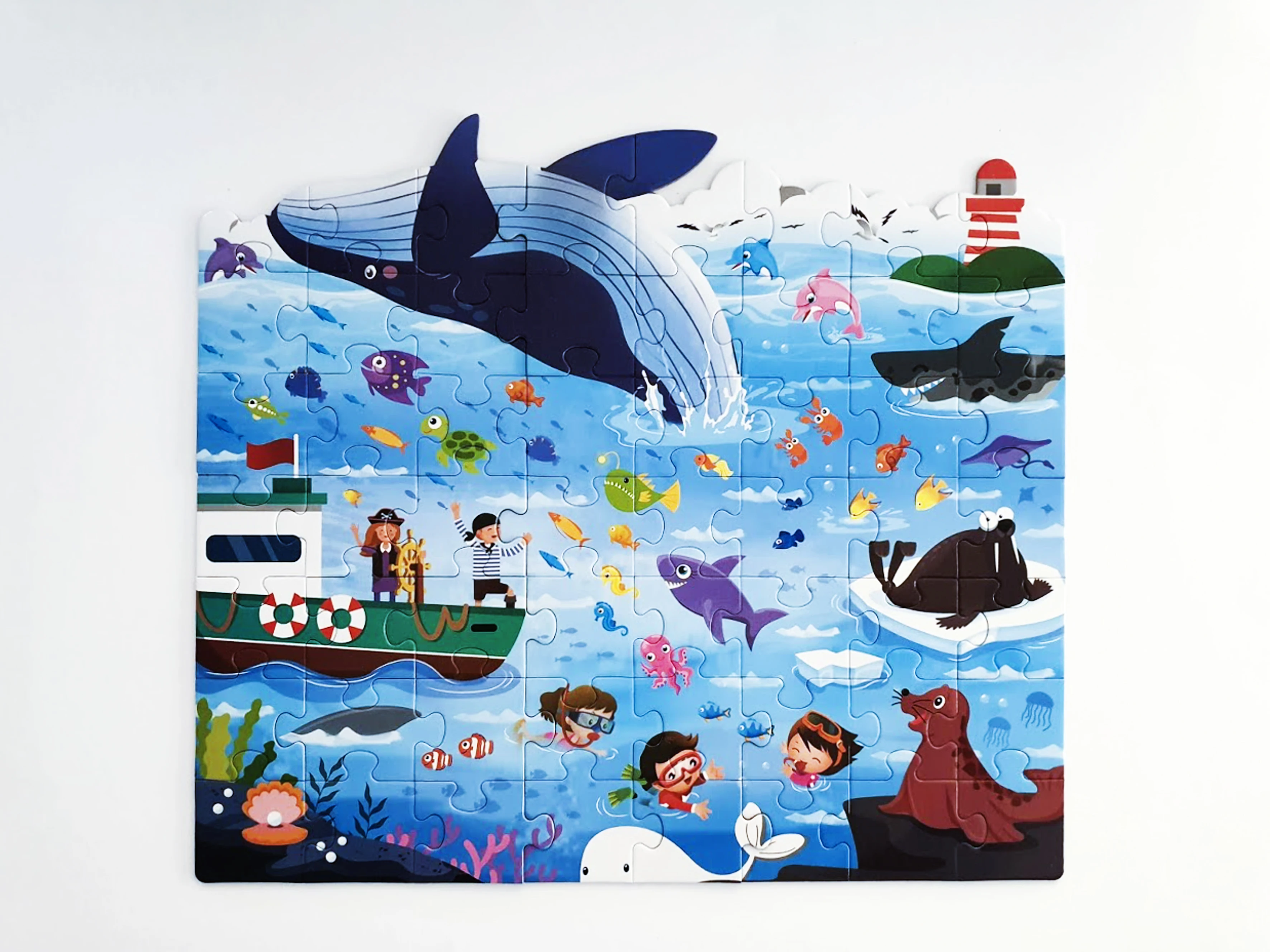 Toys for children puzzle coloring and painting: the marine world entertainment fun