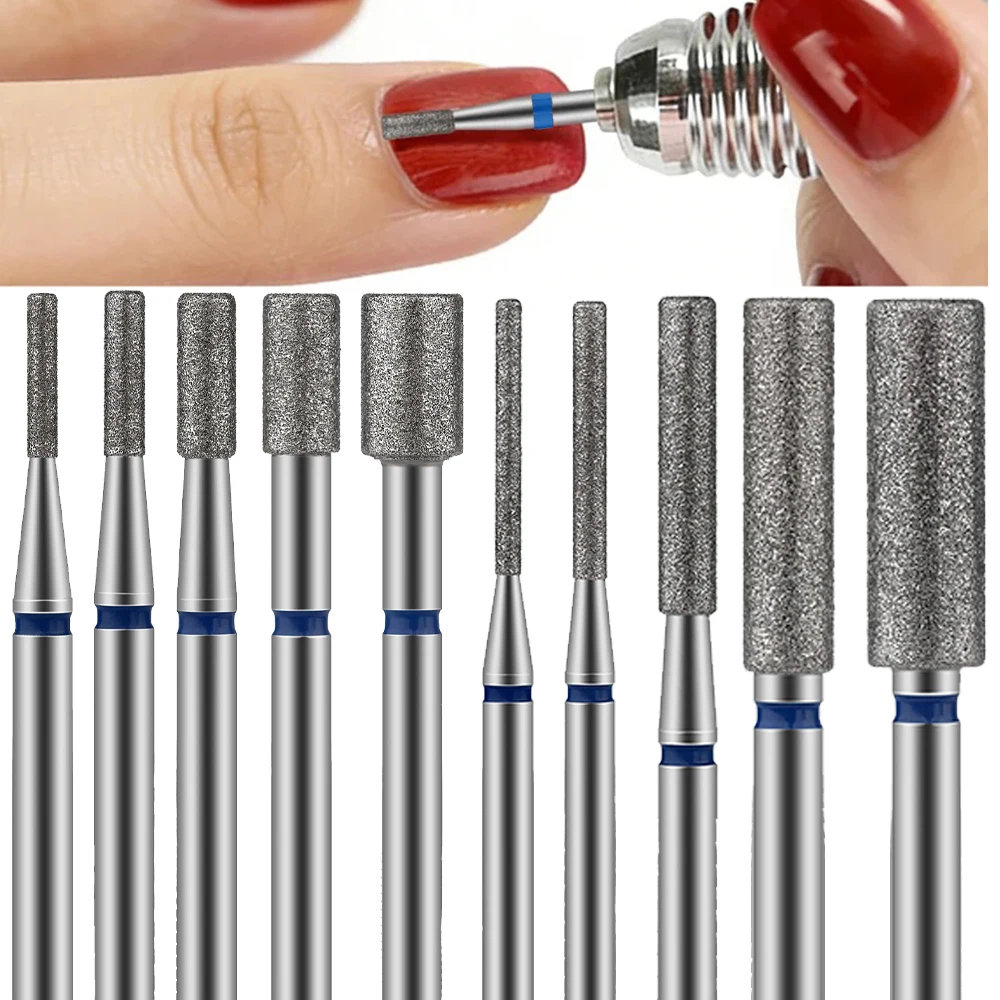 2pcs or 10pcs Cylindrical Diamond Nail File Head, Russian-Style File, Suitable for Removing Nail Gel, Dead Skin, and Cuticles