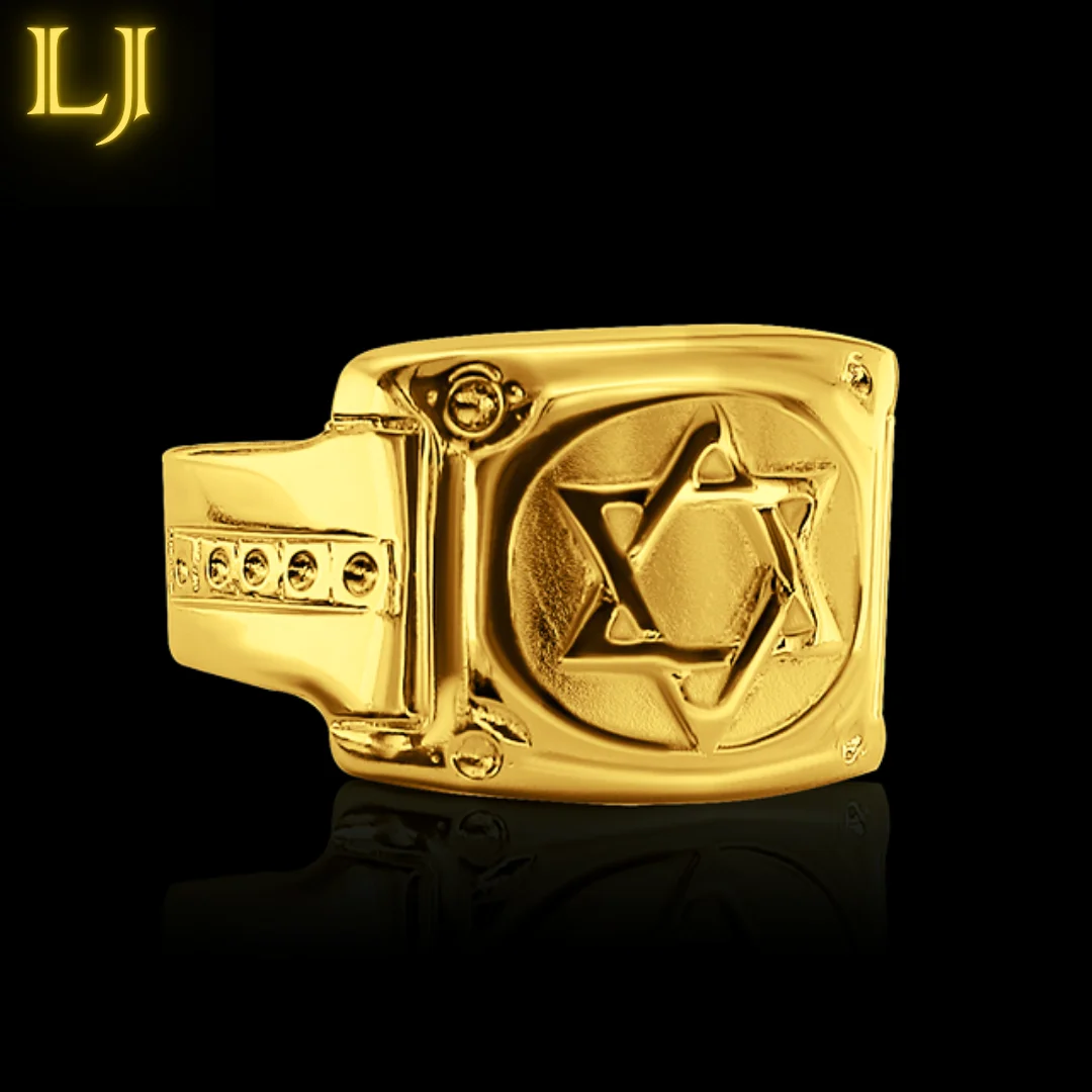 Deder Star of David Eternal Old Currency Ring in Identical Color 18K Gold Old Coin Jewelry®