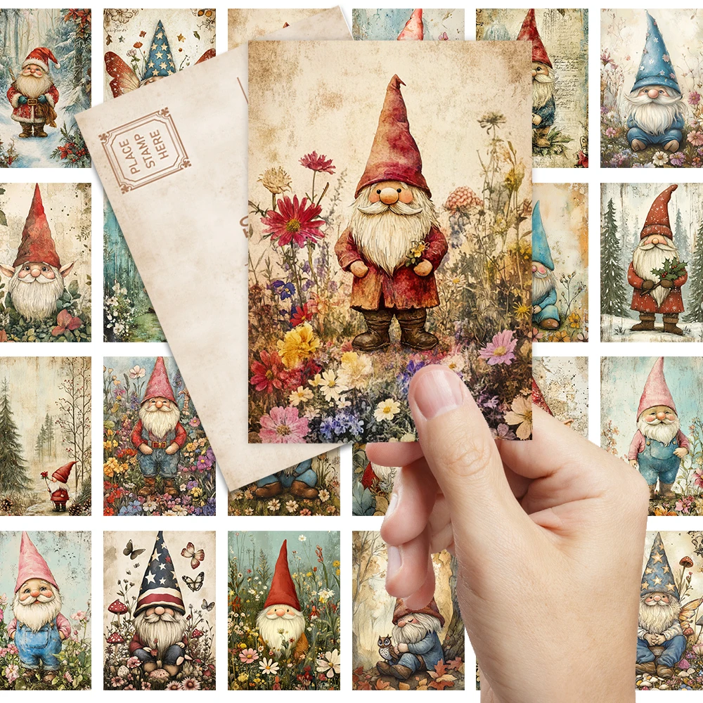 32 Stück, Weihnachtszwerg-Postkarte, süß und Retro, Geburtstags-/Jubiläumsgeschenk, Sammlerstück, geeignet zum Verschenken, kann per Post verschickt werden