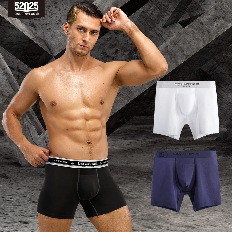 52025 Premium Men’s Boxer Briefs Cotton Modal Seamless Comfortable Breathable Long Boxers Men Underwear Sexy All-Day Comfort