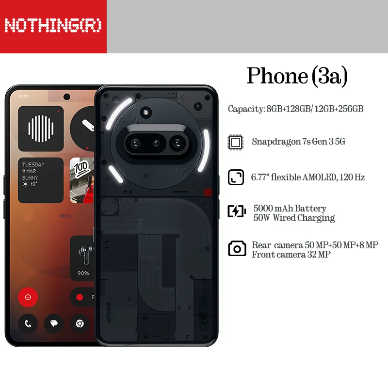 Nothing Phone (3a) (6.77"), 8GB 128GB, 12 GB, 256 GB, 50 MP, Android 15, 50W image 3