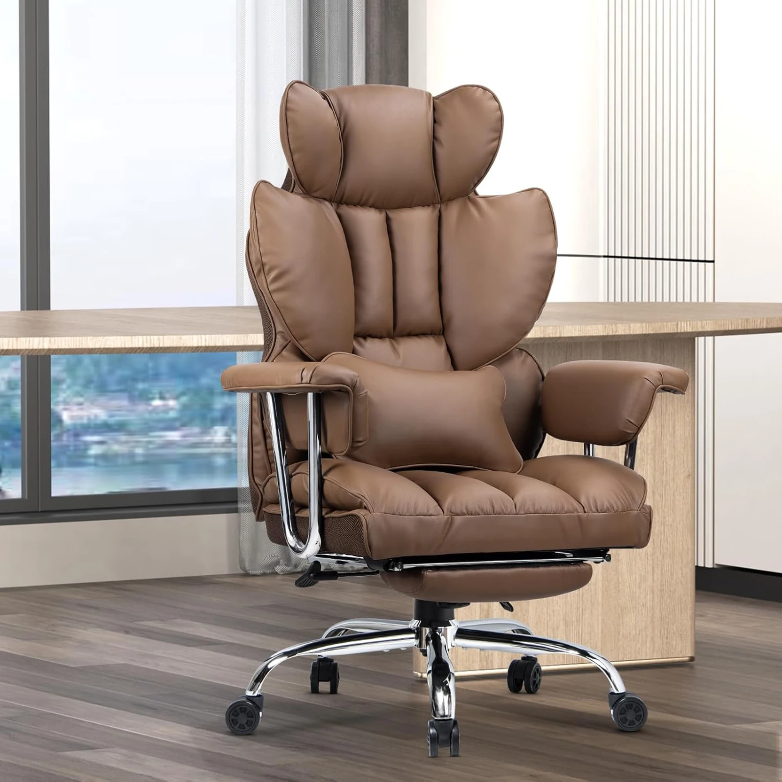 Executive Office Desk Chairs PU Computer Recliner Heavy Duty Leather Chair Home Ergonomic Office Chairs with Footrest image 3