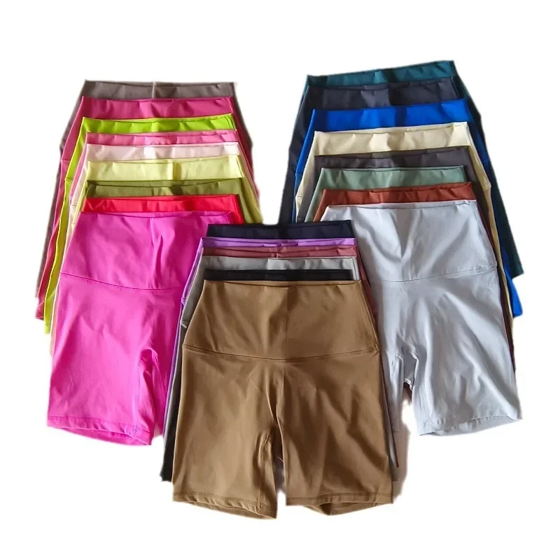 AliExpress NONE Sexy Solid Color Soft Tight Women Fitness Sport Short High Waist Yoga Short Leggings Cycling Comprehensive Training Jog Athletic