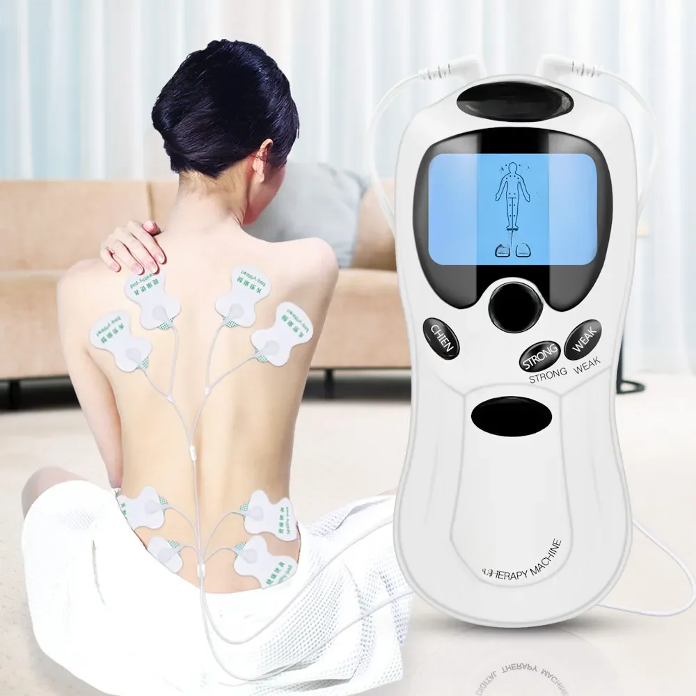 Estimulador elétrico de terapia muscular ems, 8 modos, máquina dezenas, meridiano, fisioterapia,
